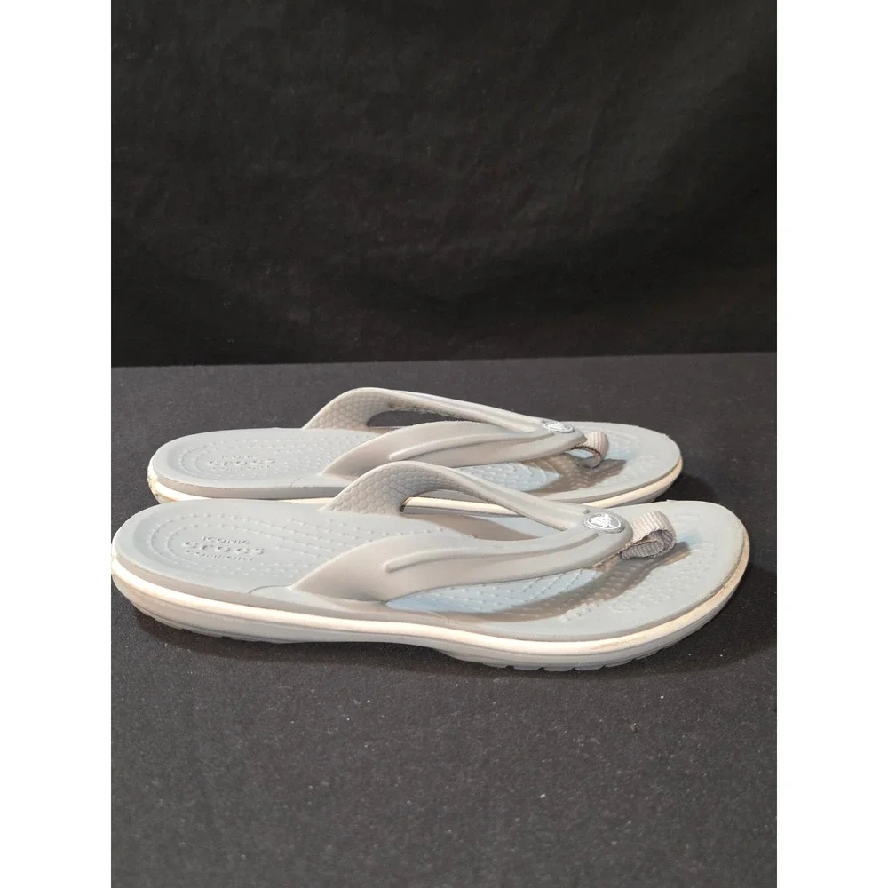 Crocs Kids Gray‎ Thong Flip Flop Sandals Iconic Comfort Beach Pool C9